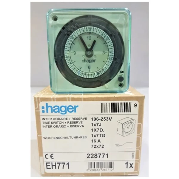Timer Switch Analogue 72X72 weekly 230V with reserve EH771