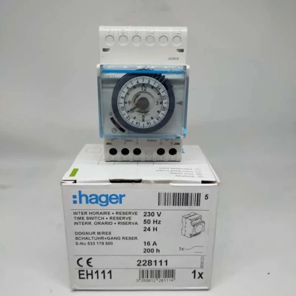 Hager Timer Switch daily cycle with reserve EH111 16A